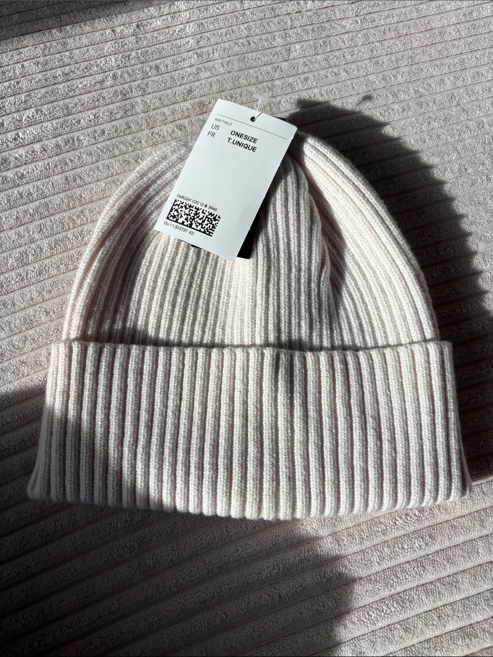 Divided Ribbed Knit Beanie - Cream